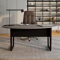 Mesa Escrivaninha Orgânica Linear 175CMX92CM com Pés Metal para Escritório Corporate F5 Cinza/Preto