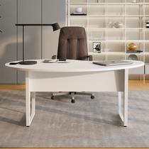 Mesa Escrivaninha Orgânica Linear 175x92cm em MDP e Metal Corporate F5 Branco
