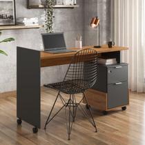 Mesa Escrivaninha Para Computador 2 Gavetas Organizador Multiuso Quarto Escritório Marrom Cinza