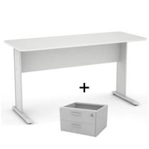 Mesa Escrivaninha para computador e notebook Escritório 1,52x0,62m com GAVETAS PANDIN CINZA Mesa Escrivaninha para computador e notebook Escritório 1,52x0,62m com GAVETAS PANDIN CINZA