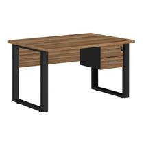 Mesa Escrivaninha para computador e notebook Escritório PÉ QUADRO 1,70x0,70m com Gavetas NOGAL SEVILHA/PRETO