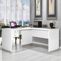 Mesa Escrivaninha para Computador em L C/ 2 Gavetas - J&A Taurus - Branco
