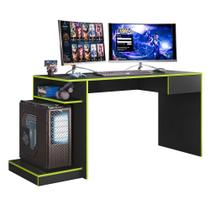 Mesa Escrivaninha Para Computador Setup Gamer Nitro 1 Gaveta Preto Fosco Verde - Abmaza