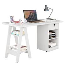 Mesa Escrivaninha Para Escritório 1 Gaveta Com Chave Boreal Branco Mesa Escrivaninha Para Escritório 1 Gaveta Com Chave Boreal Branco