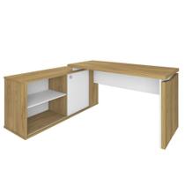 Mesa Escrivaninha Para Escritório Em L Com Porta Stuart Olmo/branco