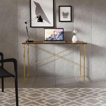 Mesa Escrivaninha Para Estudo Office 0,76 Cm Miami Imbuia/dourado Mesa Escrivaninha Para Estudo Office 0,76 Cm Miami Imbuia/dourado