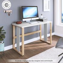 Mesa Escrivaninha Para Estudos, Escritório, Home Office Em Madeira de Pinus e MDP branco 25mm
