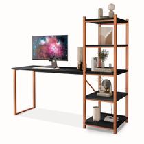 Mesa Escrivaninha Para Home Office Com Parteleiras Estilo Industrial