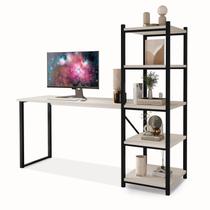Mesa Escrivaninha Para Home Office Com Parteleiras Estilo Industrial