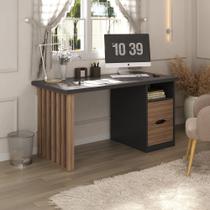 Mesa Escrivaninha para Home Office e Estudos Florence 2 Gavetas 142,2cm Nogal e Preto Marrom Artany Mesa Escrivaninha para Home Office e Estudos Florence 2 Gavetas 142,2cm Nogal e Preto Marrom Artany