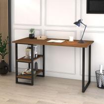 Mesa Escrivaninha Para Notebook Office Industrial Aço 120cm Com 2 Prateleiras