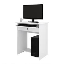 Mesa / Escrivaninha PRAT Para Computador 1 Gaveta Com Corrediça Telescópica e Bandeja Retràtil Bordas Ergonômicas Cor Branca