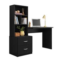 Mesa Escrivaninha Prática Com 2 Gavetas Estante Para Livros - Móveis Leartam Mesa Escrivaninha Prática Com 2 Gavetas Estante Para Livros - Móveis Leartam