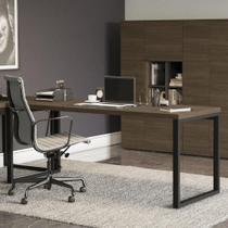 Mesa Escrivaninha Quarto Aço Industrial Preto Marrom Madeira