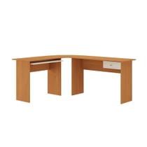 Mesa Escrivaninha Quarto e Escritório Formato em L com 1 Gaveta Mdp Cor Cinamomo/areia