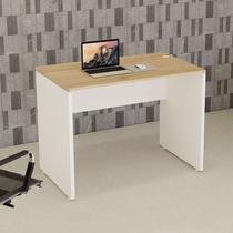 Mesa Escrivaninha Retangular X com Passa Cabos e Pés Painel para Escritório 100cm Corporate Carvalho Treviso E Branco