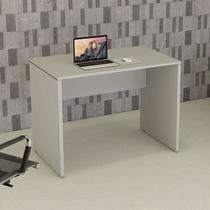 Mesa Escrivaninha Retangular X com Passa Cabos e Pés Painel para Escritório 100cm Corporate Cinza