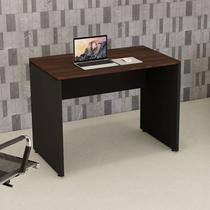 Mesa Escrivaninha Retangular X com Passa Cabos e Pés Painel para Escritório 100cm Corporate Louro Preto com Preto Marrom
