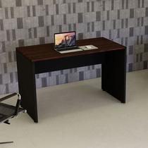 Mesa Escrivaninha Retangular X Escritório Pé Painel com Passa Cabos 120cm Executive Louro Preto E Preto