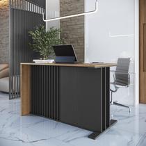 Mesa Escrivaninha Ripada Mel/Grafite Office 120cm Mel E Grafite - FAEMA Mesa Escrivaninha Ripada Mel/Grafite Office 120cm Mel E Grafite - FAEMA