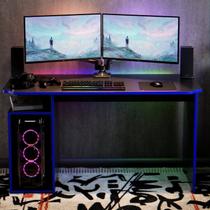Mesa Escrivaninha Setup 115cm com Nichos e Espaço para Cpu Gamer Athenas
