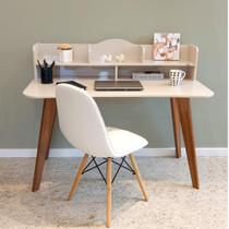 Mesa Escrivaninha Sofia Off White/Cedro - Artely Móveis Mesa Escrivaninha Sofia Off White/Cedro - Artely Móveis