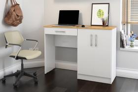 Mesa / Escrivaninha SP Para Estudo ou Trabalho 1 Gaveta e 2 portas Cor Branco / Cinamomo