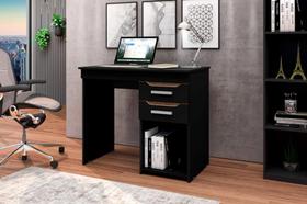 Mesa / Escrivaninha VENE 2 Gavetas Com Nicho Para CPU Cor Preto/Canela