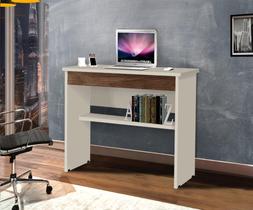 Mesa / Escrivaninha VIT Para Estudo 1 Gaveta Com Chave Cor Off White / Canela