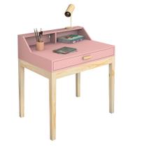 mesa estudo rosa infantil gaveta, nicho, ideal para tarefas