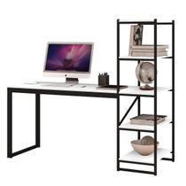 Mesa Estudos Aço MDF Home Office Com Prateleiras Para Impressora Porta Ítens Escritório - Anayben