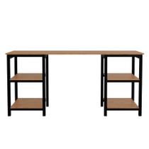 Mesa Estudos Multiuso com Nichos Porta Objetos MDF Estilo Industrial Aço Resistente Espaçosa