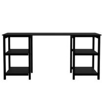 Mesa Estudos Multiuso com Nichos Porta Objetos MDF Estilo Industrial Aço Resistente Espaçosa