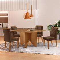 Mesa Evora 90 Mdf Canto Copo E Com 4 Cadeiras Melissa Veludo Marrom Naturalle Mesa Evora 90 Mdf Canto Copo E Com 4 Cadeiras Melissa Veludo Marrom Naturalle