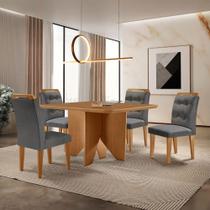 Mesa Evora 90 Mdf Com 4 Cadeiras Carol Linho Grafite Naturalle Mesa Evora 90 Mdf Com 4 Cadeiras Carol Linho Grafite Naturalle