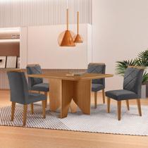 Mesa Evora 90 Mdf Com 4 Cadeiras Melissa Veludo Grafite Naturalle