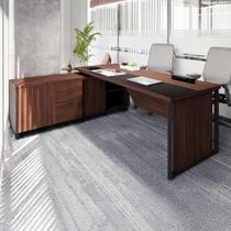 Mesa Executiva 2,00m c/ Armário Lateral e Cx de Tomadas F5