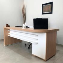 Mesa Executiva Retangular Mesa Tamburato com Gavetas LE II MDF-MDP 180cm Carvalho-Branco Artany Mesa Executiva Retangular Mesa Tamburato com Gavetas LE II MDF-MDP 180cm Carvalho-Branco Artany