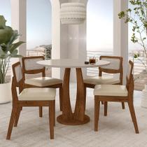 Mesa Faenza Com 4 Cadeiras Sextavadas Freijó/off/material sintético Bege - M.a Mesa Faenza Com 4 Cadeiras Sextavadas Freijó/off/material sintético Bege - M.a