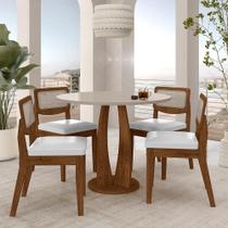 Mesa Faenza Com 4 Cadeiras Sextavadas Freijó/off/material sintético Branco - M.a Mesa Faenza Com 4 Cadeiras Sextavadas Freijó/off/material sintético Branco - M.a