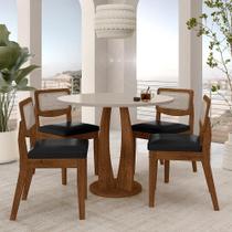 Mesa Faenza Com 4 Cadeiras Sextavadas Freijó/off/material sintético Preto - M.a