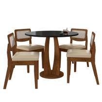 Mesa Faenza Com 4 Cadeiras Sextavadas Freijó/preto/material sintético Bege - M.a Mesa Faenza Com 4 Cadeiras Sextavadas Freijó/preto/material sintético Bege - M.a