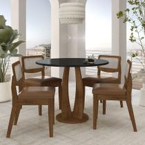 Mesa Faenza Com 4 Cadeiras Sextavadas Freijó/pto/material sintético Caramelo - M.a Mesa Faenza Com 4 Cadeiras Sextavadas Freijó/pto/material sintético Caramelo - M.a