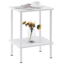 Mesa final Apicizon de 2 camadas com prateleira de armazenamento branca para quarto Mesa final Apicizon de 2 camadas com prateleira de armazenamento branca para quarto