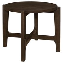 Mesa final Benzara Katie, tampo redondo de 66 cm, madeira marrom escura