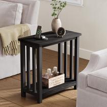 Mesa final ChooChoo Black para espaços pequenos com prateleira de armazenamento Mesa final ChooChoo Black para espaços pequenos com prateleira de armazenamento