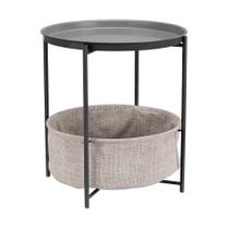 Mesa final de armazenamento Amazon Basics redonda com cesta de tecido