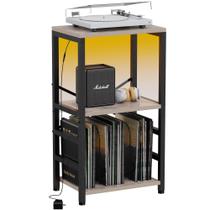 Mesa final de suporte para toca-discos YAKANJ com LED cinza claro