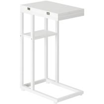 Mesa final dobrável HOOBRO em forma de C com prateleira de armazenamento branca