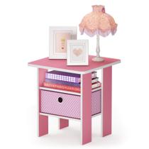 Mesa final Furinno Andrey com gaveta de lixo rosa/rosa claro